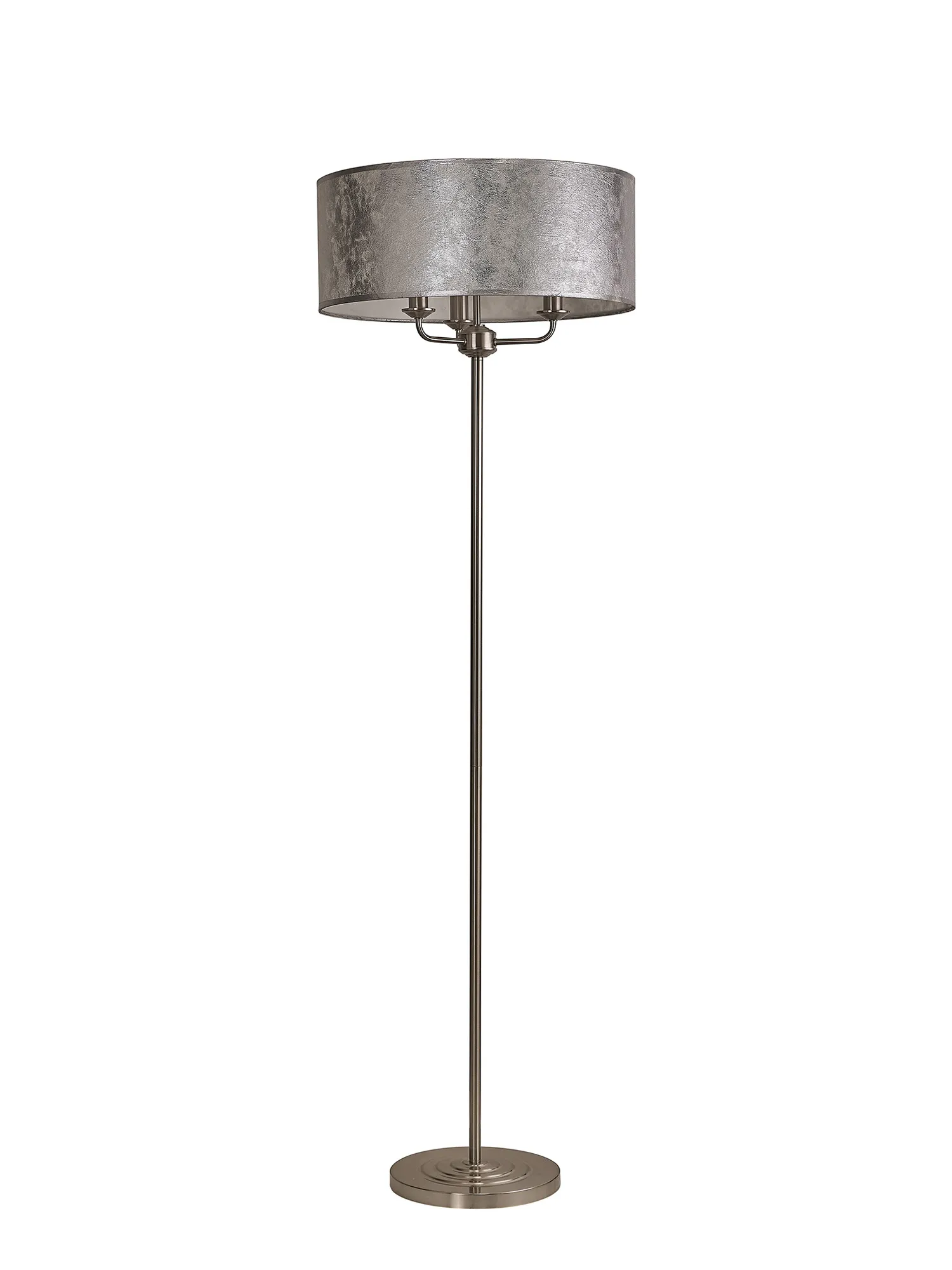 Banyan 45cm 3 Light Floor Lamp Satin Nickel; Silver Leaf DK0940  Deco Banyan SN SL